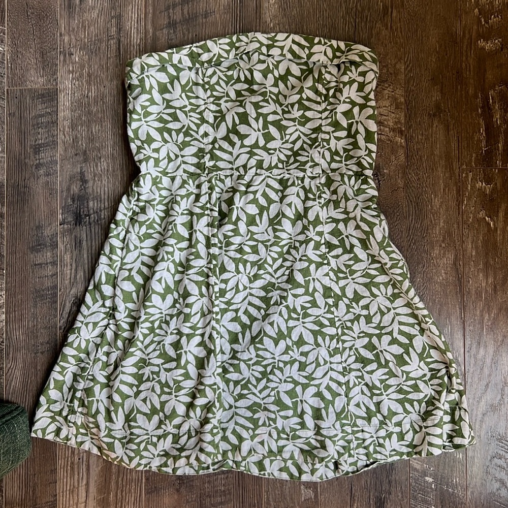 Abercrombie & Fitch Strapless Linen-Blend Mini Dress
